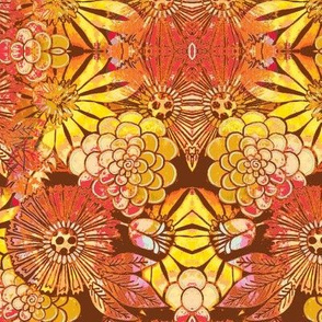 retro flowers spice orange yellow