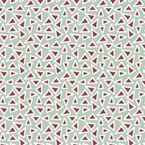 triangles hand drawn mint red white 4 dollhouse