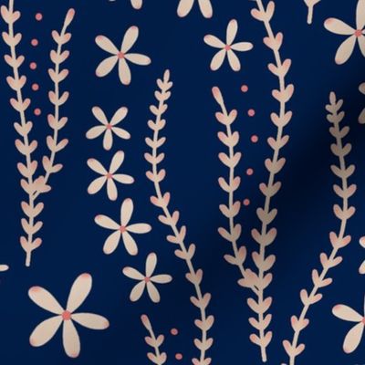 Little Daisy Vine - Navy Bigger Scale