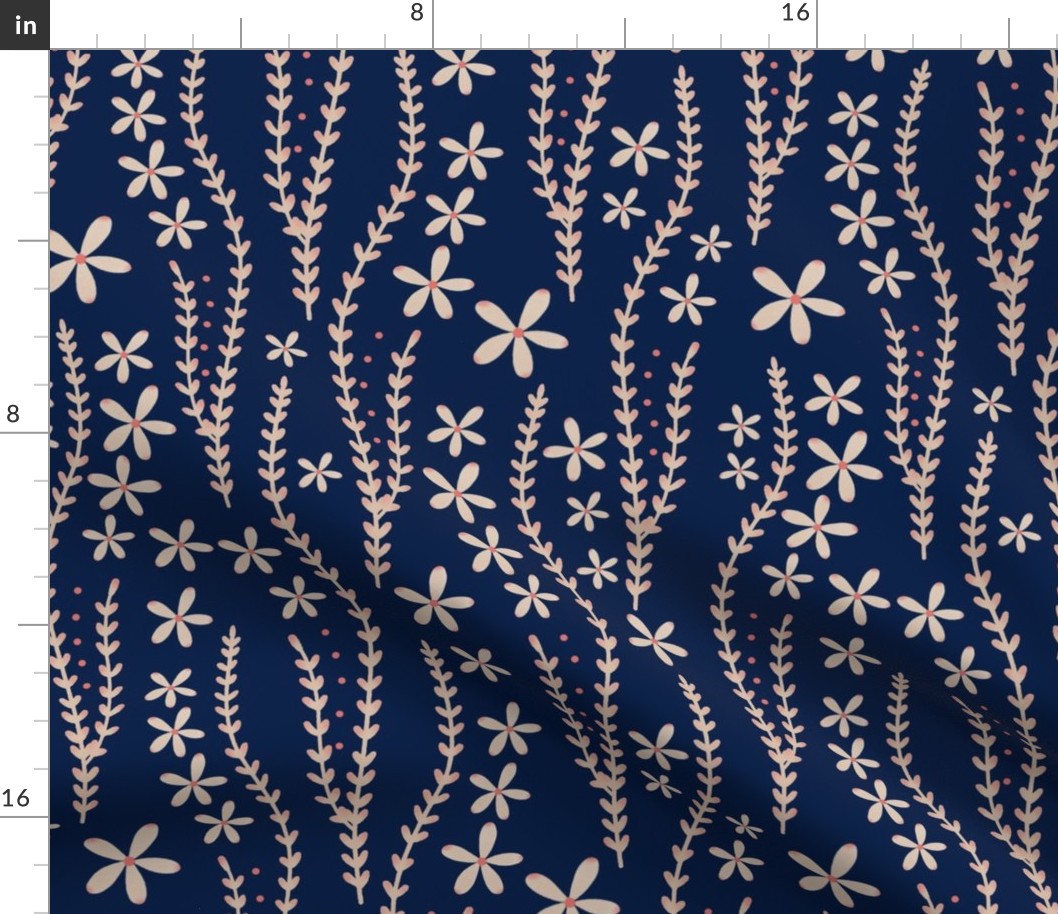 Little Daisy Vine - Navy Bigger Scale