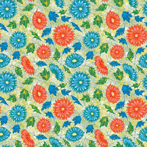 Colorful Retro Floral Pattern_yellow Tint