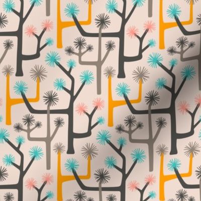 Joshua Tree Desert Retro Mid-Century Modern Abstract Botanical in Midmod Gray Pink Turquoise Yellow  - SMALL Scale - UnBlink Studio by Jackie Tahara