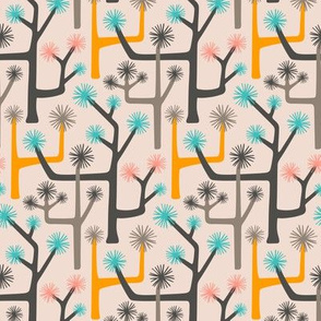 Joshua Tree Desert Retro Abstract Botanical in Gray Pink Turquoise Yellow  - SMALL Scale - UnBlink Studio by Jackie Tahara