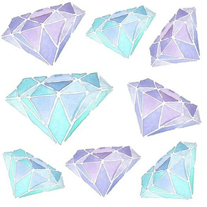 Purple and Blue Watercolor Diamonds