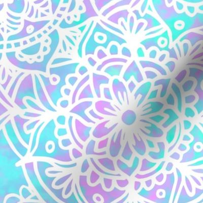 Pastel Tie Dye Pink Blue Mandala Pattern