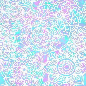 Pastel Tie Dye Pink Blue Mandala Pattern