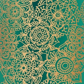 Green and Gold Mandala Pattern