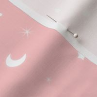 Tiny Stars and Moons Pink Space Pattern