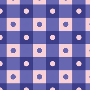 Polka Dot Plaid - very peri and cotton candy - periwinkle gingham, periwinkle squares, periwinkle dots