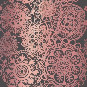 Rose Gold and Gray Mandala Pattern