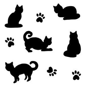 Black Cats and Paw Prints