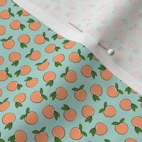 (tiny scale) peaches - polka dots on aqua C21