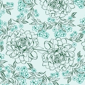 sketchy lineart floral green