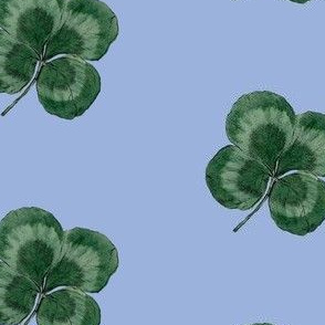 Lucky four leaf clover / shamrock print  2 - blue (medium)