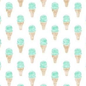 (small scale) watercolor mint ice cream cone C21