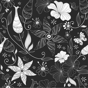 Black and white retro fashion pattern