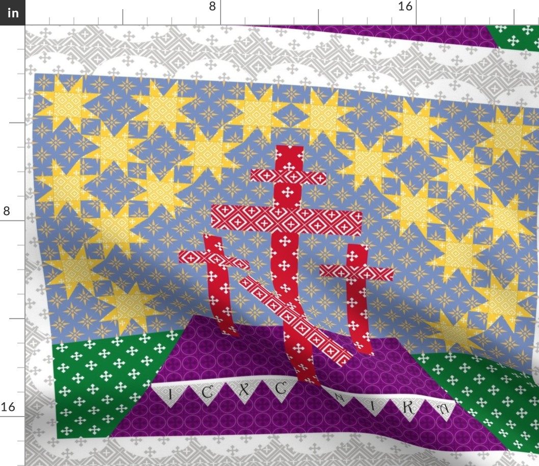 Calvary Quilt Panel with Bunting