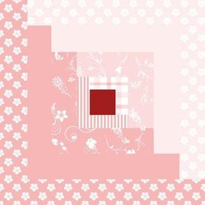 Pink  Log Cabin quilt block  for Homespun Inspired