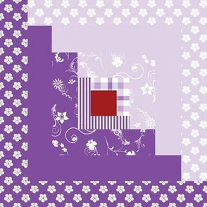 Purple  Log Cabin quilt block  for Homespun Inspired