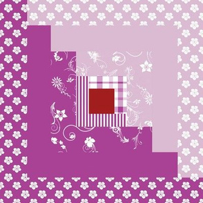 Violet  Log Cabin quilt block  for Homespun Inspired