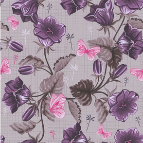 Purple and pink retro flower pattern