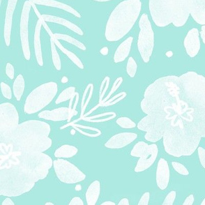 hibiscus floral aqua blue