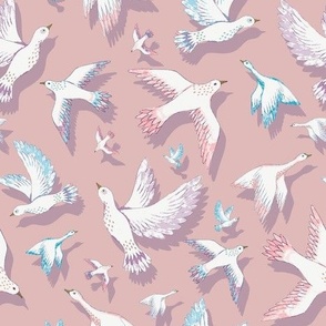 Flock of birds Pink