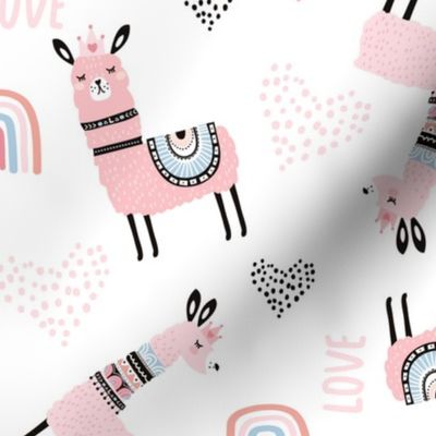 Cute pink princess llamas rotated