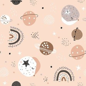 Space with cute planets rotared