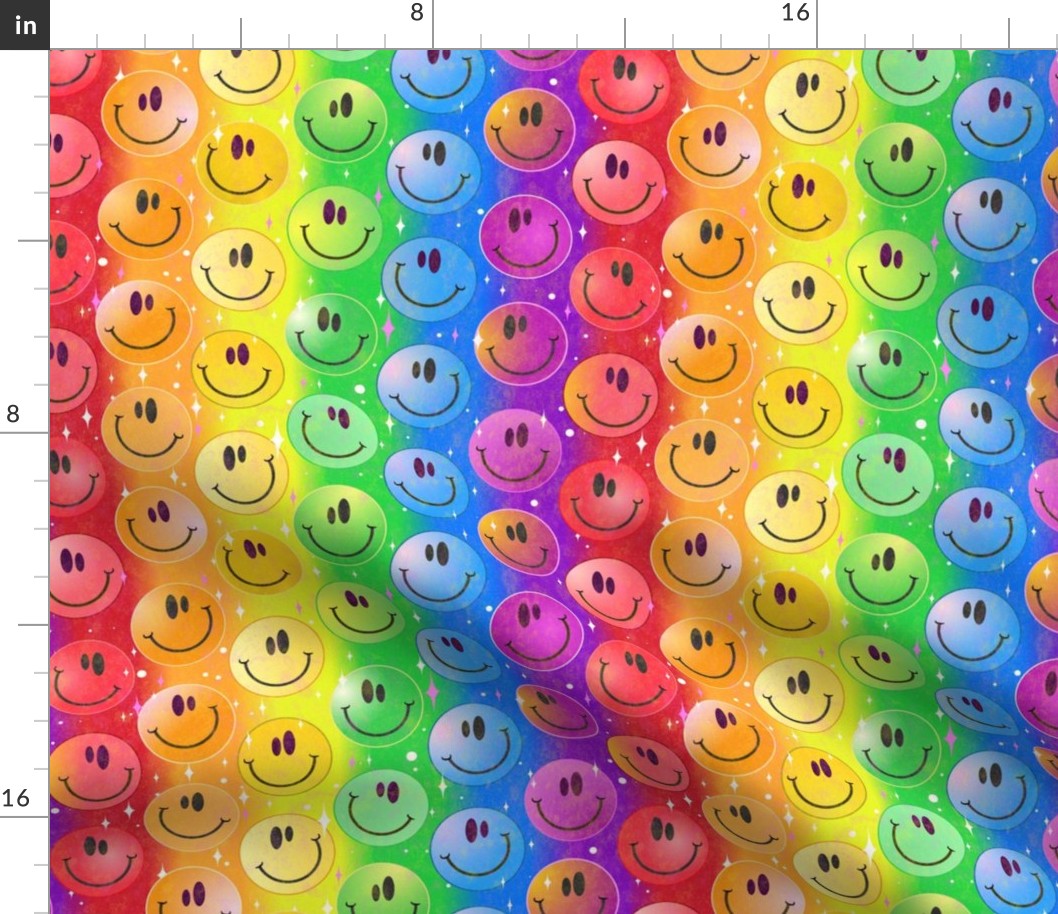 Very Rainbow! Rainbow Smiley Face Smileys! -- 21.00in x 17.47in repeat -- 485dpi (31% of Full Scale)