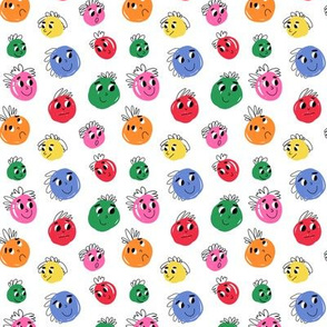 Doodle faces on white background - tiny version