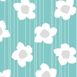 ice cream florals large on teal