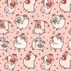 Retro Pugs - bathroom pink