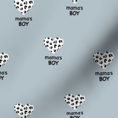 Mamma's Boy i love you mom leopard print hearts and typography son design cool blue