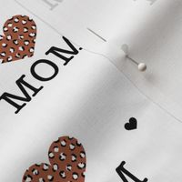 I love you mom mother's day design panther print hearts stone red black on white