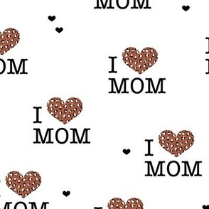 I love you mom mother's day design panther print hearts stone red black on white
