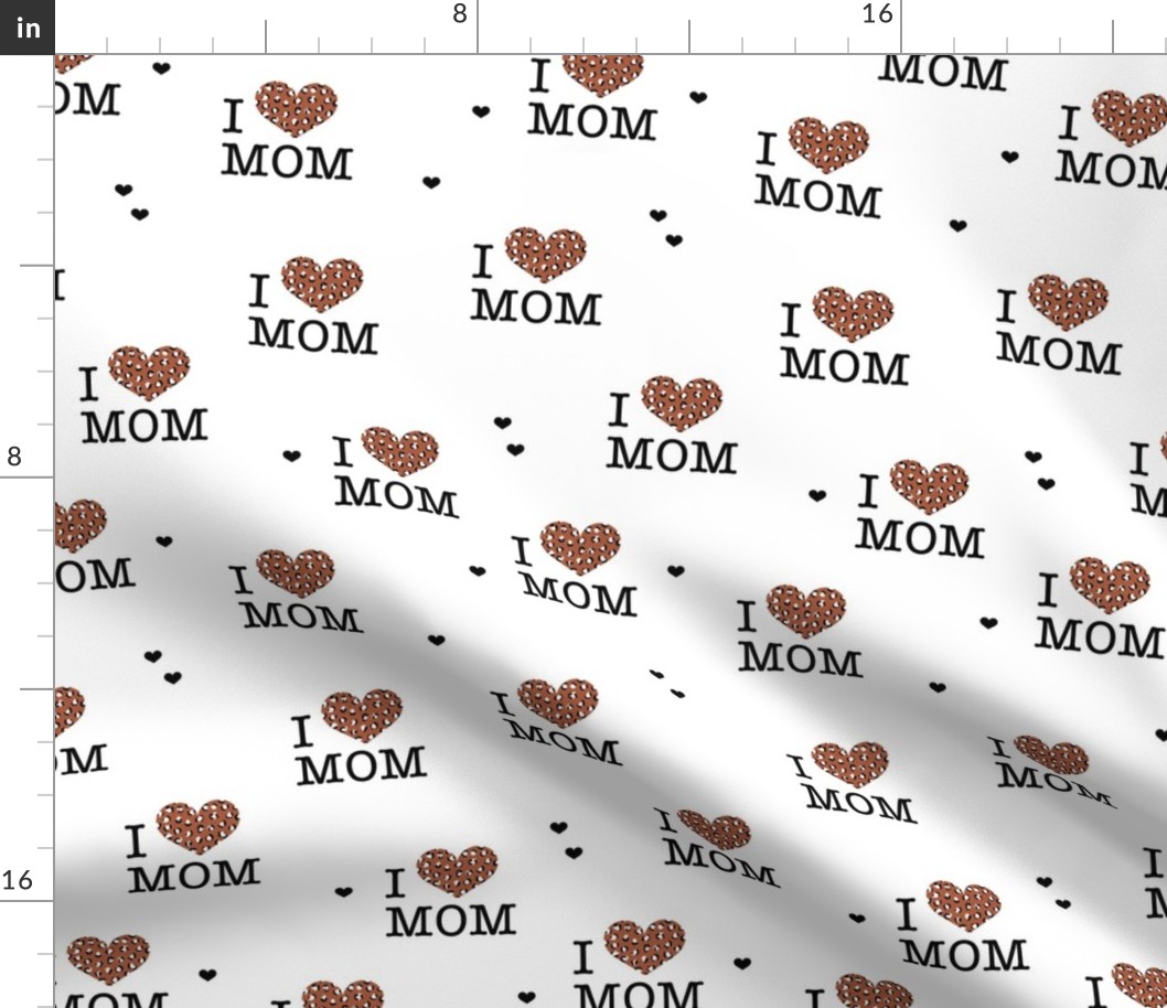 I love you mom mother's day design panther print hearts stone red black on white