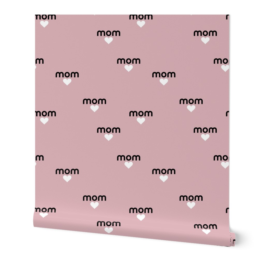 Mom is love sweet mother's day design with hearts moody pink black white 