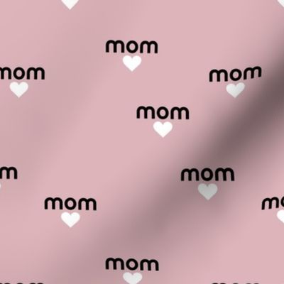 Mom is love sweet mother's day design with hearts moody pink black white 