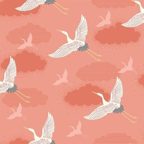Art Deco cranes - pink