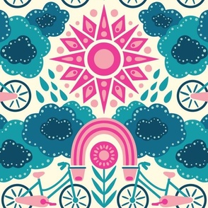 Bicycles + Rainbows | Large Scale | Hot Pink Blue Bicycle