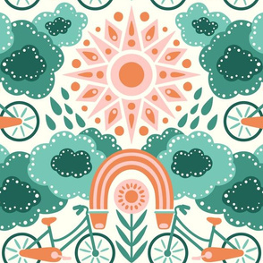 Bicycles + Rainbows | Large Scale | Teal Orange Bicycle