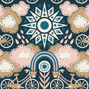 Bicycles + Rainbows | Large Scale | Navy Blush Deco Bicycle