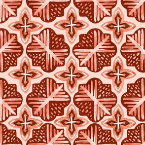 Medium Aztec Earth Tones + Blush Gouache Geometric Tiles // © ZirkusDesign Mediterranean, Greek, Morocco, Moroccan, Ceramic, Hand Painted, White, Cross, Mosaic, Face Mask, Wallpaper
