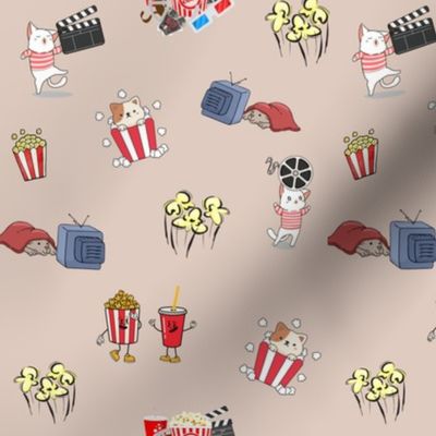 Popcorn and Movies with cat and dog 