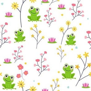 Small frogs flowers and tiny floral frog