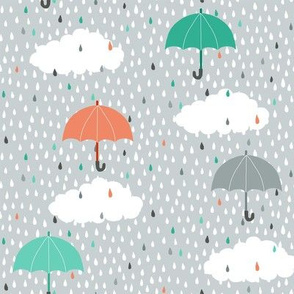 Rainy day umbrellas -grey