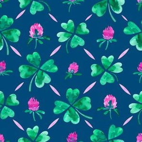 Lucky shamrock on dark blue