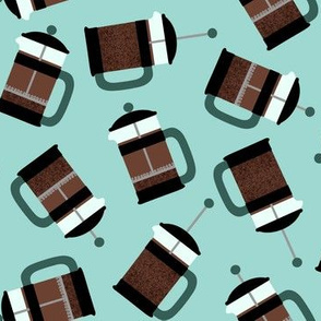 French Pressed Coffee on Teal