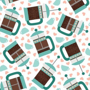 French Press Love in Teal